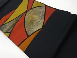 リサイクル　引箔抽象模様織出し名古屋帯